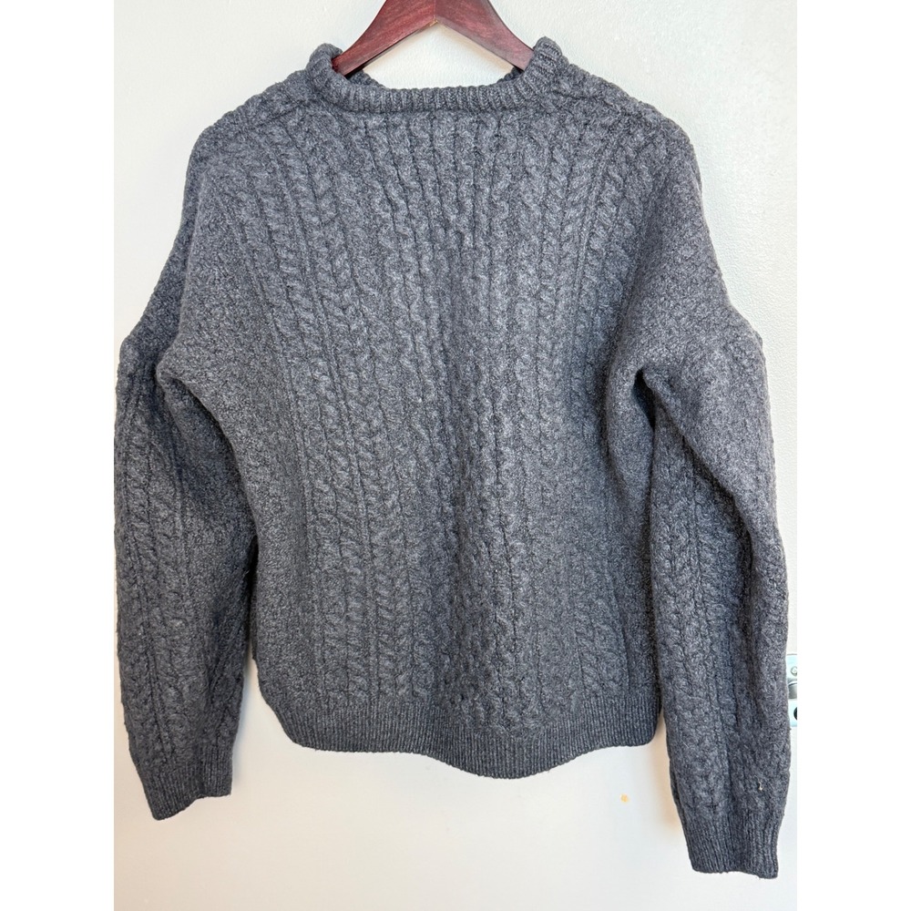 Aran Woollen Mills Merino Wool Cable Knit Sweater Gray Made in Ireland XL - Picture 5 of 12